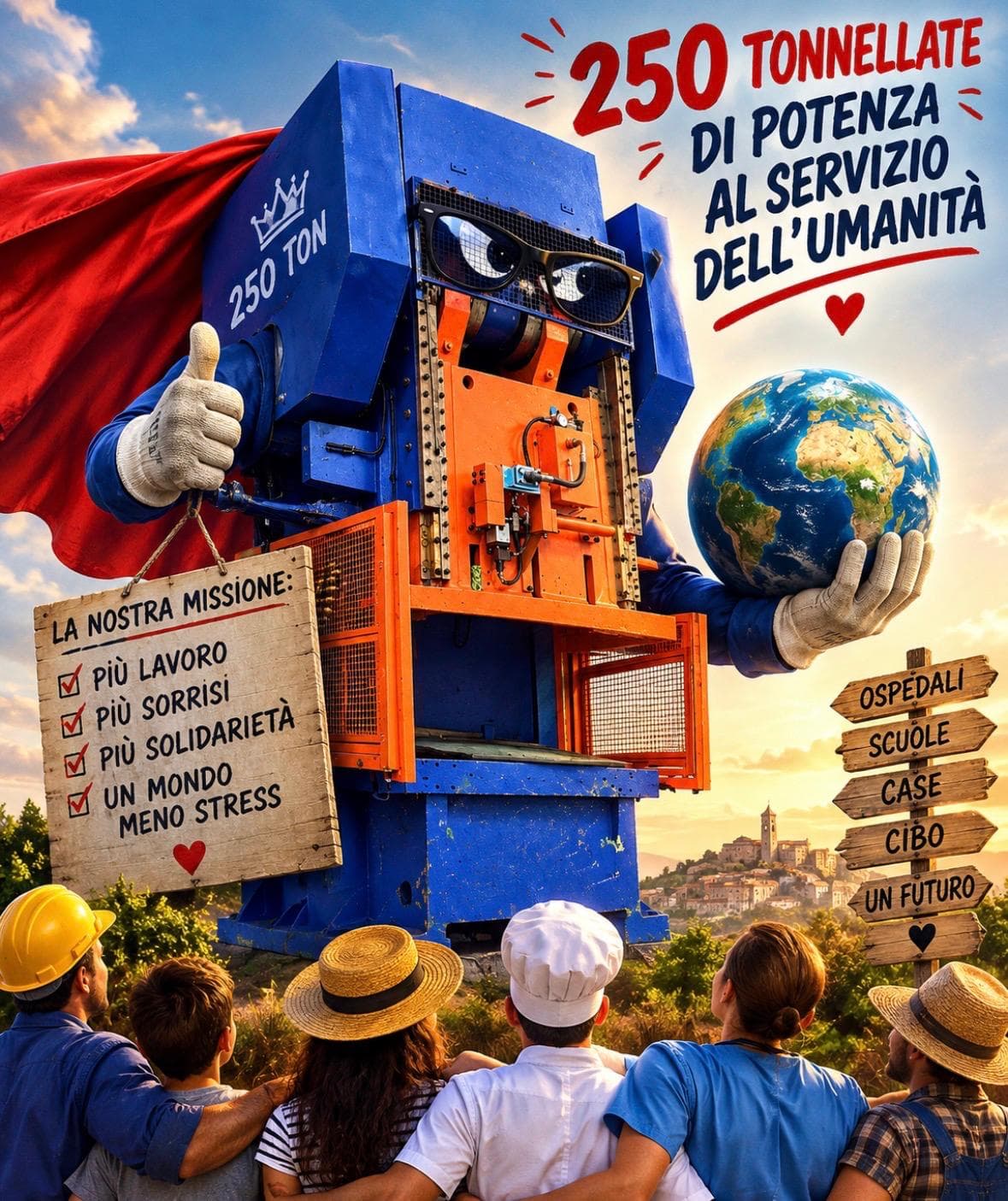 Una pressa da 250 tonnellate disegnata come un supereroe